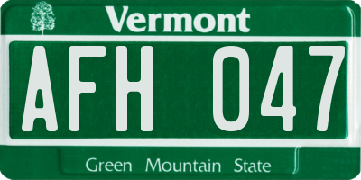 VT license plate AFH047