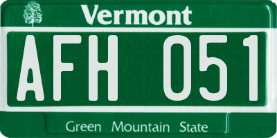 VT license plate AFH051
