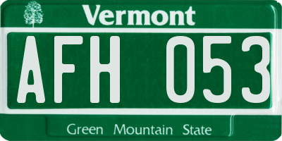 VT license plate AFH053