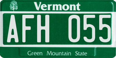 VT license plate AFH055