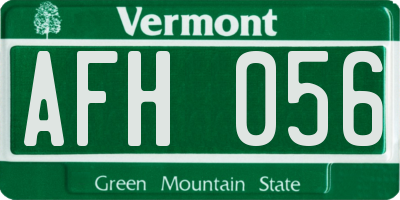 VT license plate AFH056