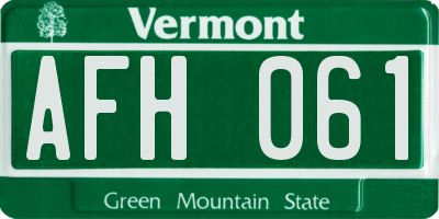VT license plate AFH061