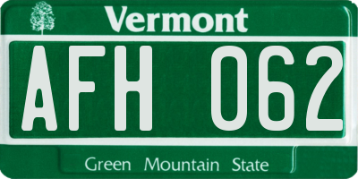 VT license plate AFH062