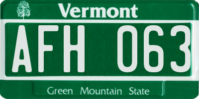VT license plate AFH063