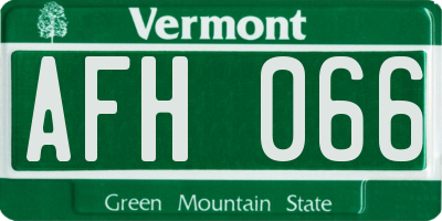 VT license plate AFH066
