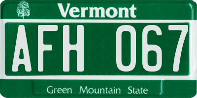 VT license plate AFH067