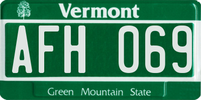 VT license plate AFH069
