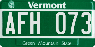VT license plate AFH073
