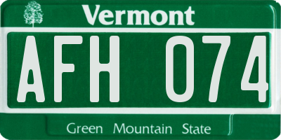 VT license plate AFH074