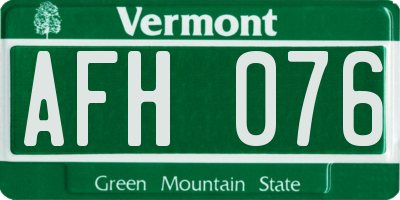 VT license plate AFH076