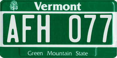 VT license plate AFH077