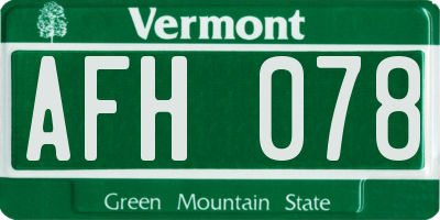 VT license plate AFH078