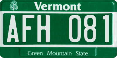 VT license plate AFH081