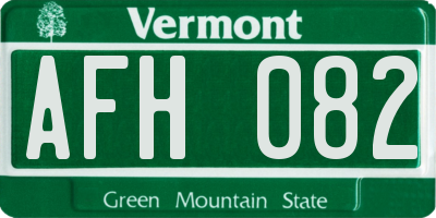 VT license plate AFH082