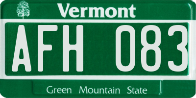 VT license plate AFH083