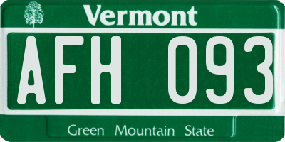 VT license plate AFH093