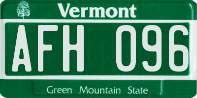 VT license plate AFH096