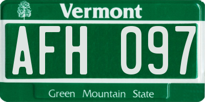 VT license plate AFH097