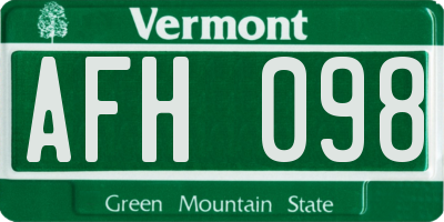 VT license plate AFH098
