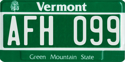 VT license plate AFH099
