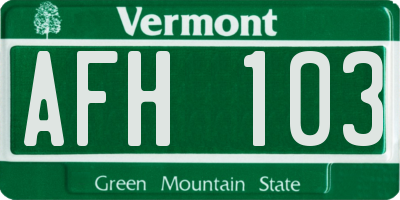 VT license plate AFH103