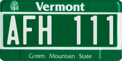 VT license plate AFH111