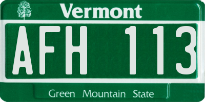 VT license plate AFH113