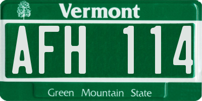 VT license plate AFH114