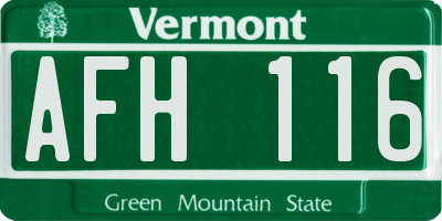 VT license plate AFH116
