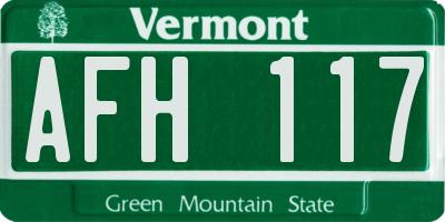 VT license plate AFH117
