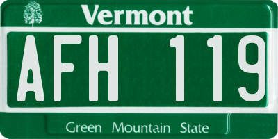VT license plate AFH119