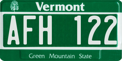 VT license plate AFH122