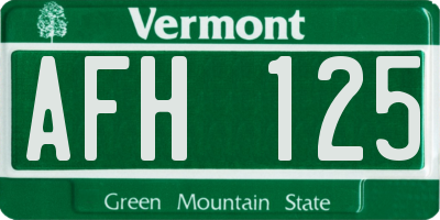 VT license plate AFH125