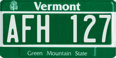 VT license plate AFH127