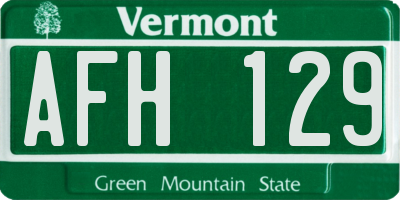 VT license plate AFH129