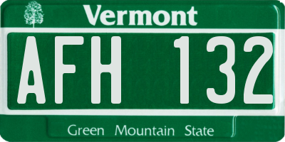 VT license plate AFH132