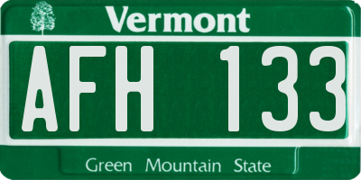 VT license plate AFH133