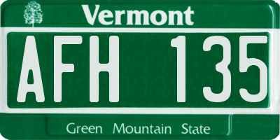 VT license plate AFH135