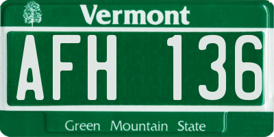 VT license plate AFH136