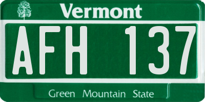 VT license plate AFH137