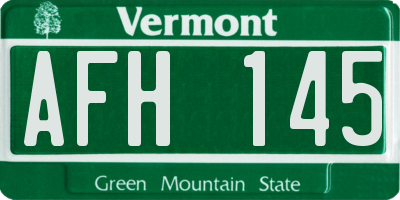 VT license plate AFH145