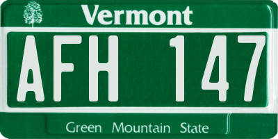VT license plate AFH147