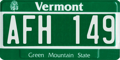 VT license plate AFH149