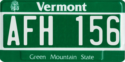 VT license plate AFH156