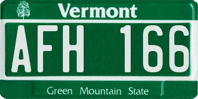 VT license plate AFH166