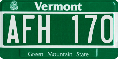 VT license plate AFH170