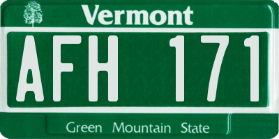 VT license plate AFH171