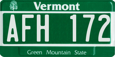 VT license plate AFH172