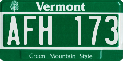 VT license plate AFH173