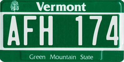 VT license plate AFH174